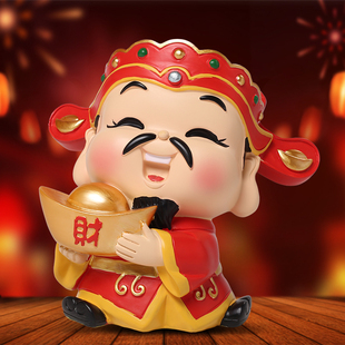 存钱罐 创意礼品柜台存钱罐 五路财神爷招财进宝小摆件办公室桌面装饰