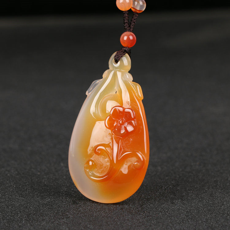 天然正品冰彩玉髓吊坠如意花瓶玉坠玛瑙毛衣链女款平安项链项坠