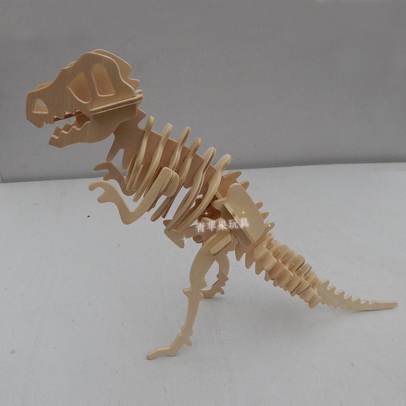 木质立体拼图 儿童益智玩具幼儿园学生diy礼物恐龙动物3d模型拼装