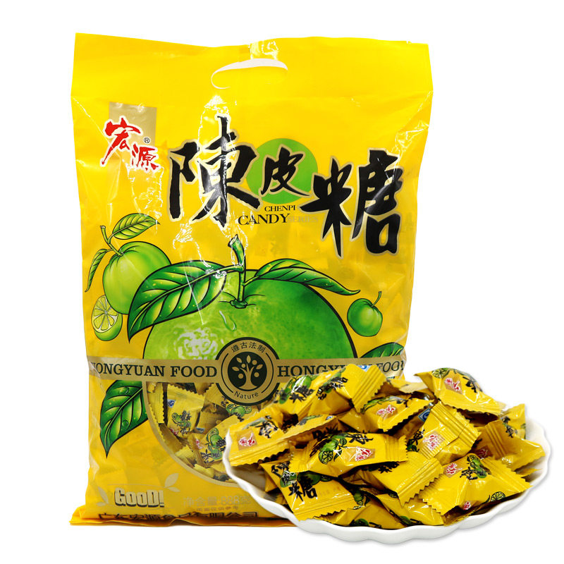 宏源陈皮糖 888g袋装 办公室水果糖零食结婚喜糖果批发 约330颗