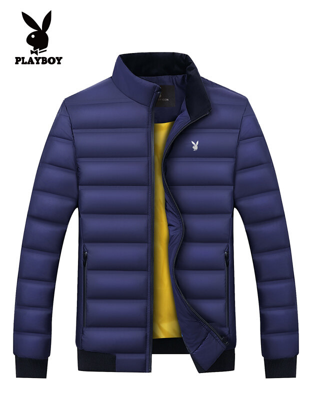 花花公子秋冬新款男士羽绒服纯色短款厚羽绒服男保暖休闲时尚羽绒