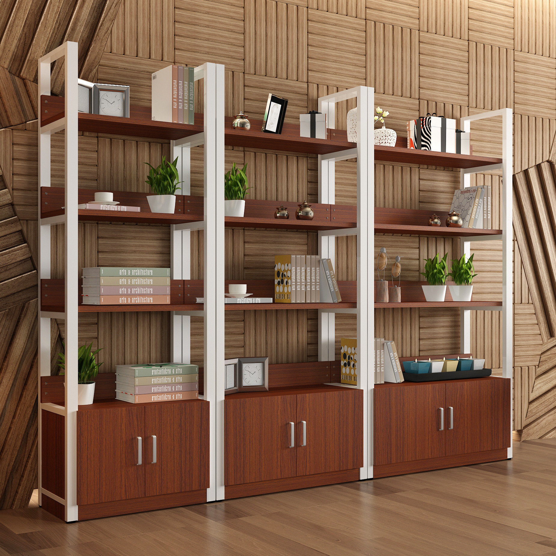 办公书架书柜文件柜带锁铁皮柜资料柜档案柜矮柜木质收纳柜储物柜