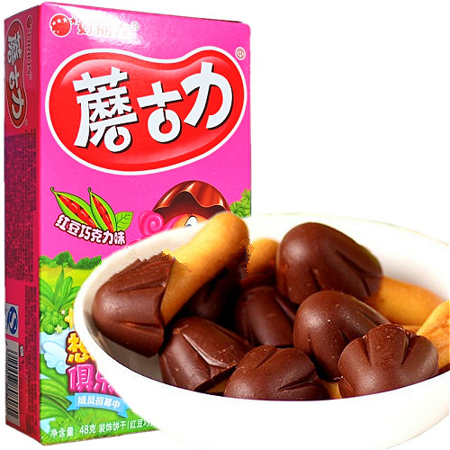 好丽友蘑菇力48g韩国进口零食榛子红豆巧克力儿童怀旧回忆小饼干