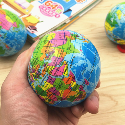 地球仪实心海绵球 弹性球儿童玩具泡沫球拍拍球幼儿园小礼品7cm