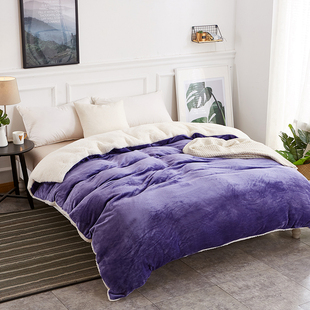 冬季羊羔绒被套单件珊瑚绒双人毛毛绒被套加绒加厚法莱绒被罩单人