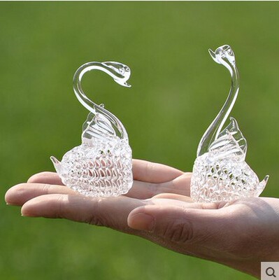 玻璃天鹅装饰摆件生日结婚礼物玻璃工艺品摆设创意小礼品同学礼物