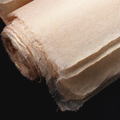 四尺整张纯手工古法仿古褚皮金粉雁皮纸 半生熟抄经书画创作宣纸