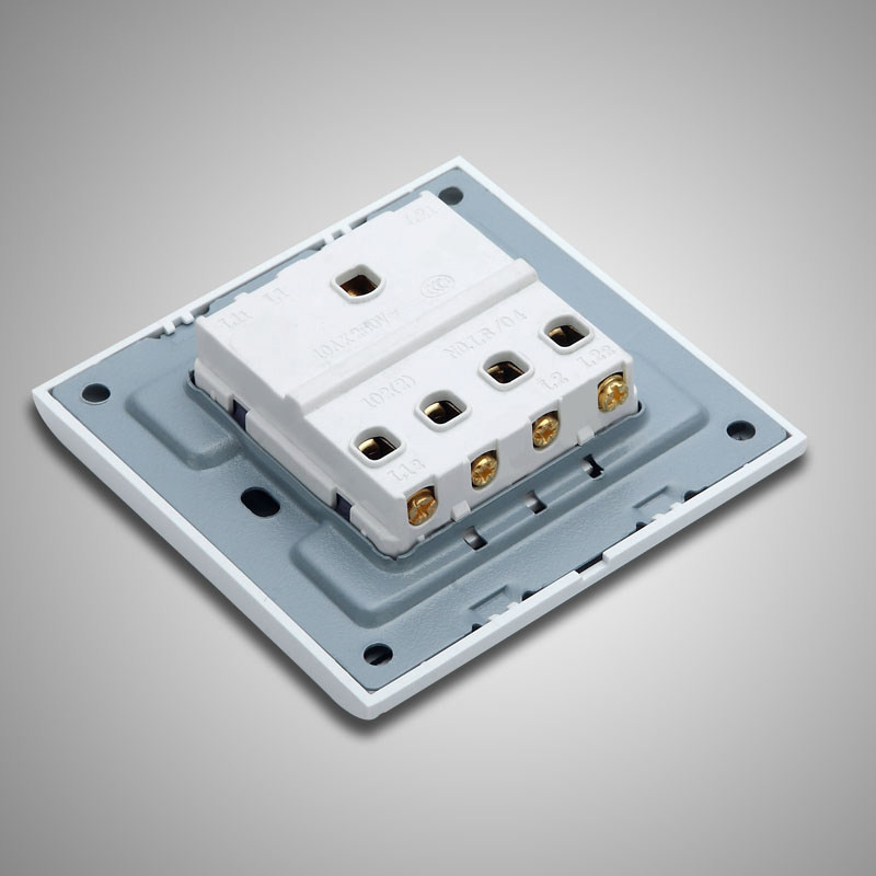 86型 雅白银边 四位开关 四开单控 四联开关带荧光开关面板