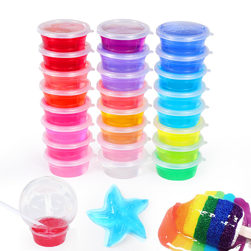 24色水晶泥彩泥橡皮鼻涕泥韩国无毒透明diy粘土吹泡泡儿童玩具