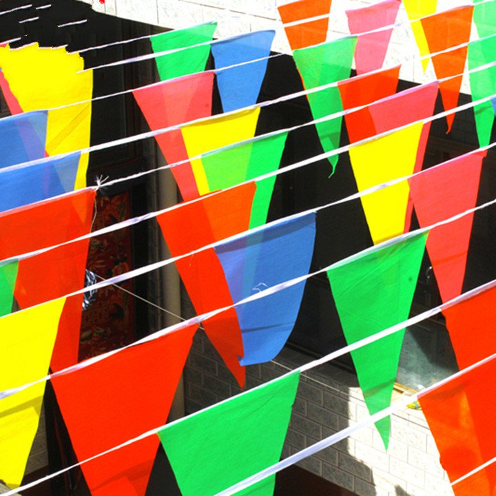 彩旗三角串旗装饰户外 小彩旗装饰清新ins彩旗结婚开业场景布置