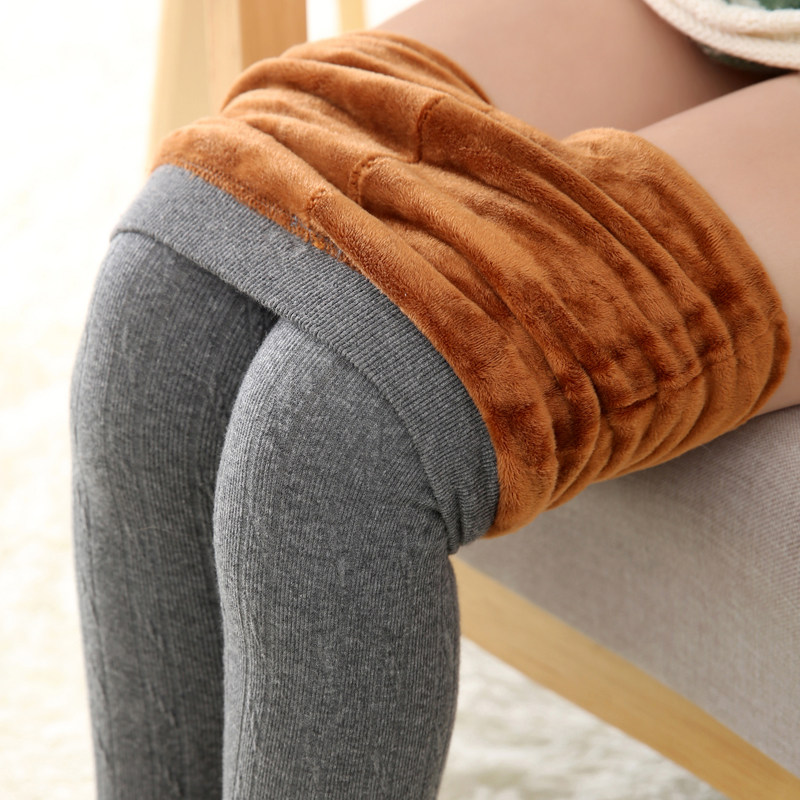 冬季儿童打底裤秋冬加绒加厚双层女童裤子外穿麻花针织毛线裤棉质