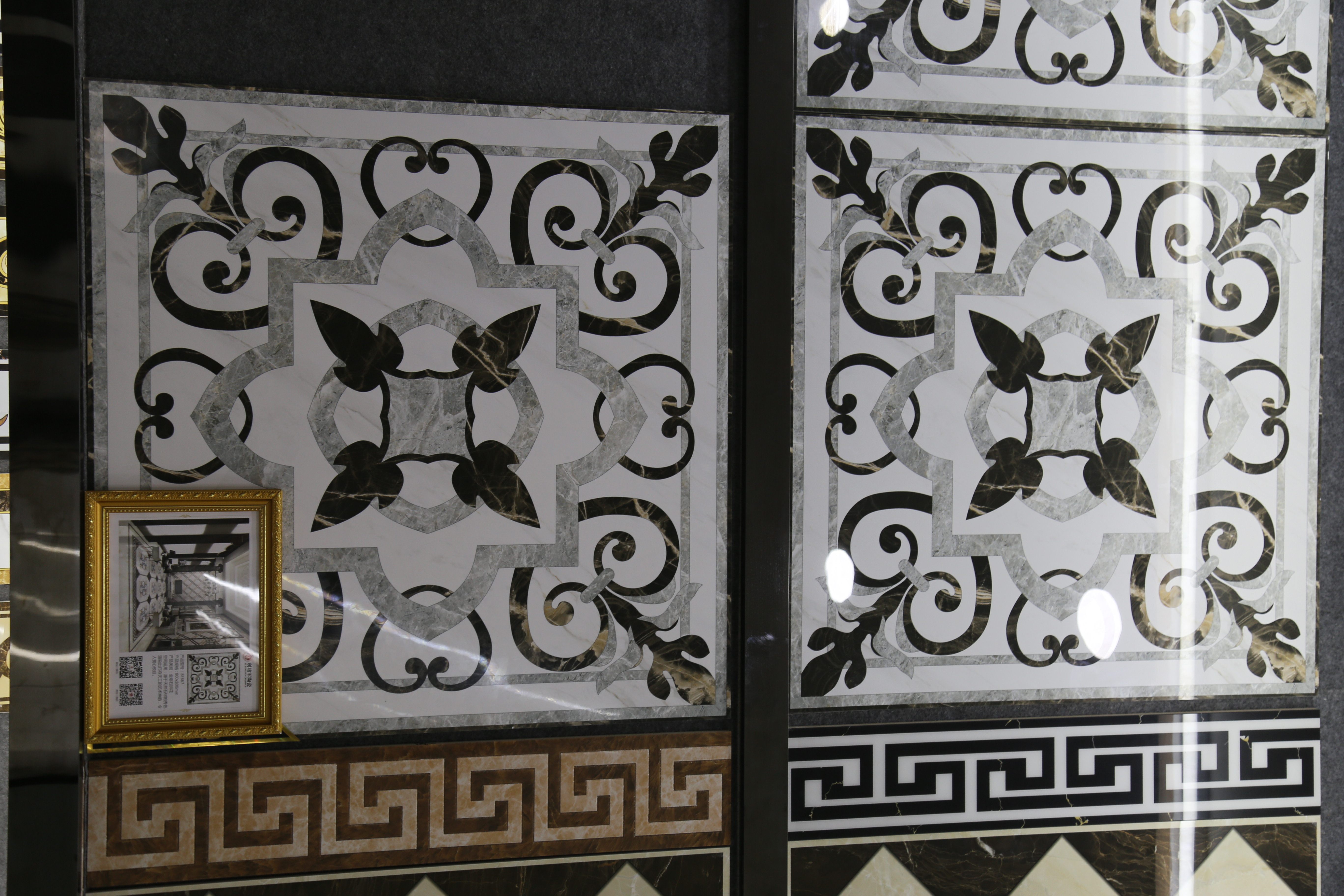 佛山全抛釉800 800金刚石拼花地砖欧式图案客厅卧室耐磨防滑瓷砖