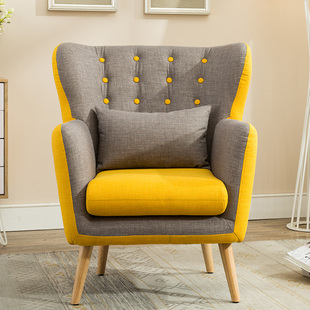 北欧单人布艺沙发客厅单人沙发椅小户型现代简约卧室沙发家居沙发