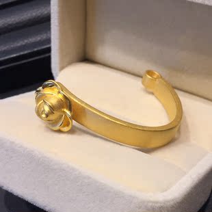 手镯 旭日珠宝 足金999 3d硬金足金手镯 半镯玫瑰花月牙手镯