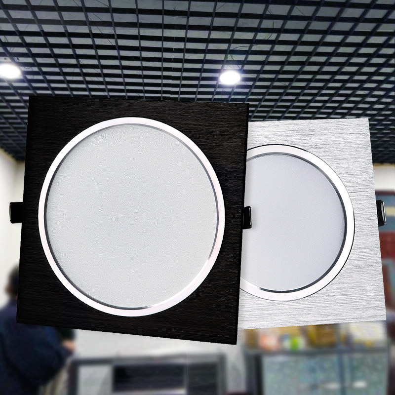 led嵌入式格栅黑色led筒灯斗胆灯方形客厅过道开孔