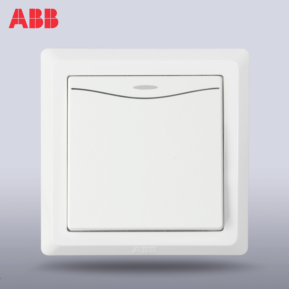 abb开关面板86型墙壁开关插座正品德逸一开双控带装饰线开关ae135