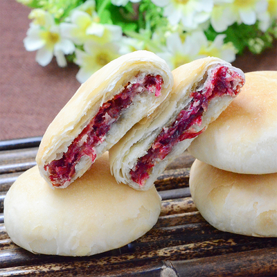 鲜花饼云南特产玫瑰饼手工现烤礼盒装丽江糕点好吃的小吃月饼酥皮