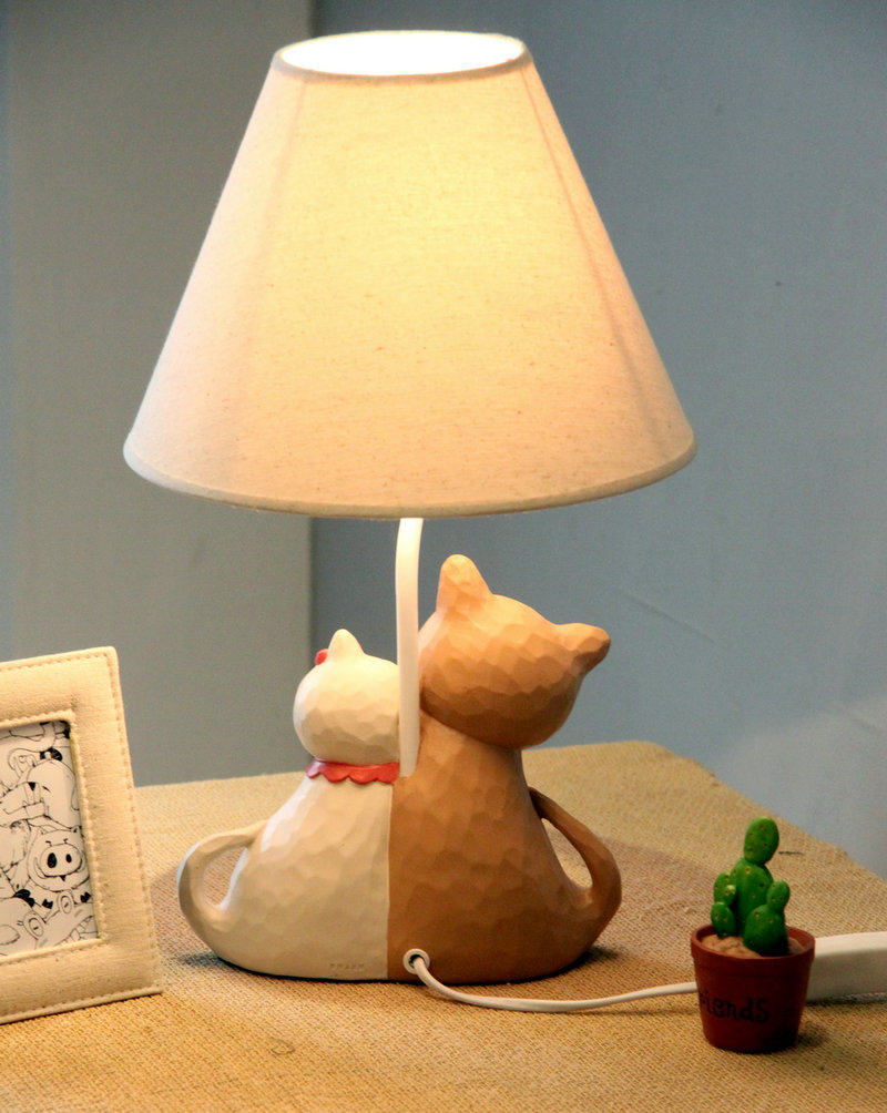 情侣猫咪婚庆台灯卧室床头公主灯儿童房创意温馨浪漫新婚结婚礼物