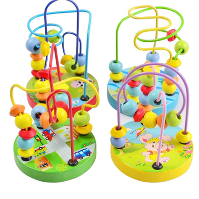 益智木制玩具迷你绕珠幼儿园桌面游戏动物1到4岁启蒙氏早教具促销