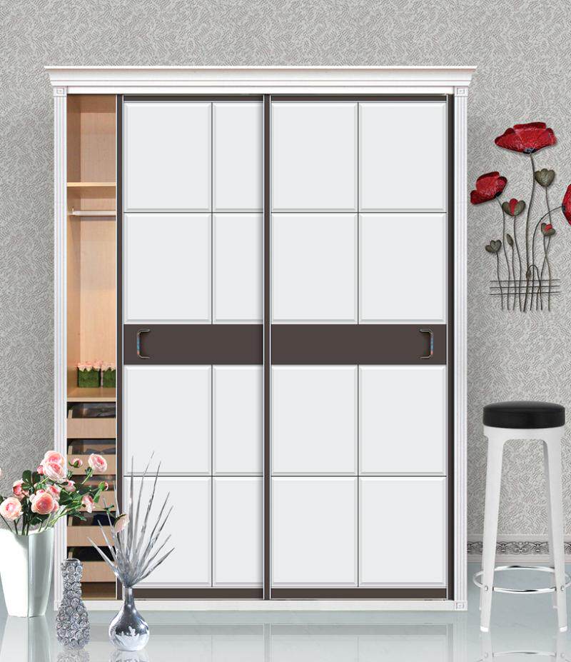 钥尚 新品 简约欧式风格移门吸塑硬包移门整体衣柜推拉门定做