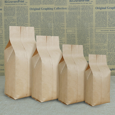 5 4*22cm牛皮纸风琴袋 茶叶防潮袋 可站立咖啡包装袋批发 1个价