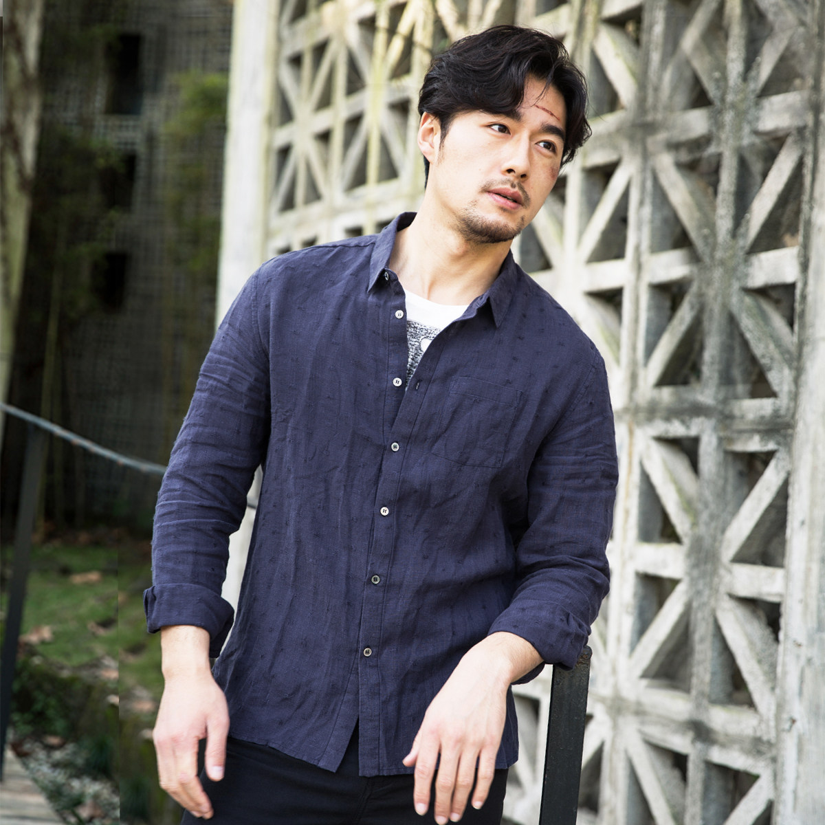 纸间|夏季新款亚麻衬衫男长袖宽松休闲衬衣棉麻文艺男薄款寸衣