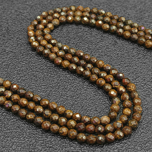 diy手工串珠手链项链饰品 天然金铜石圆珠印度古铜辉石散珠半成品