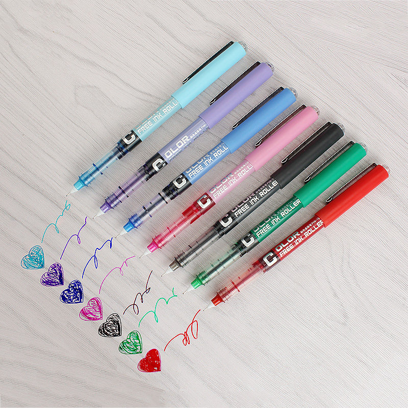 包邮白雪直液式走珠笔0.5彩色中性笔手账绘画勾线水彩笔针管0.38