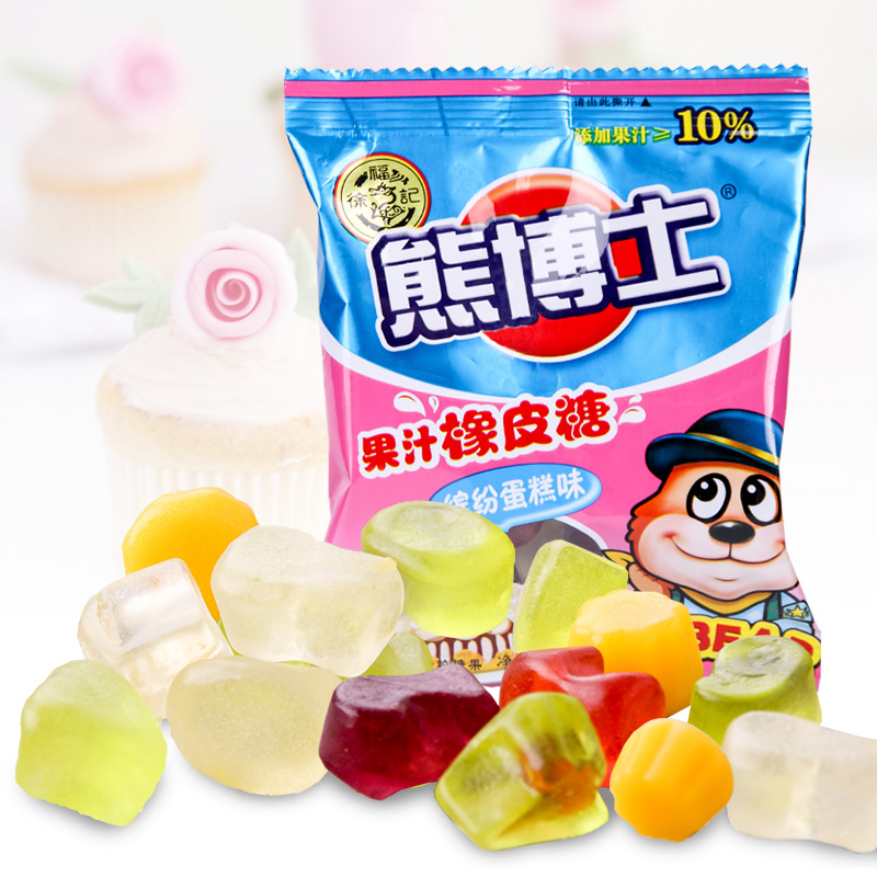 【天猫超市】徐福记熊博士橡皮糖缤纷蛋糕味22g 休闲零食口味独特