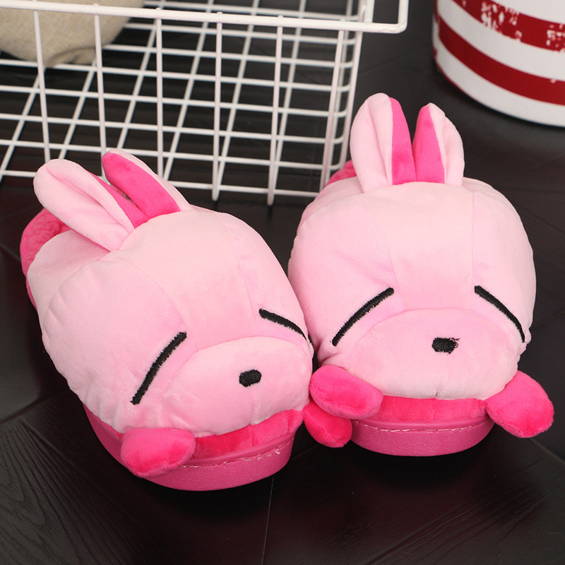 流氓兔棉拖鞋女冬季家居拖鞋可爱卡通秋冬室内地板棉鞋防滑毛毛鞋