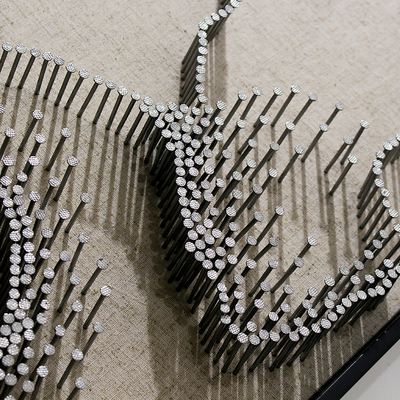 画境现代简约抽象钉子画 纯手工手造艺术画软装设计立体装饰挂画