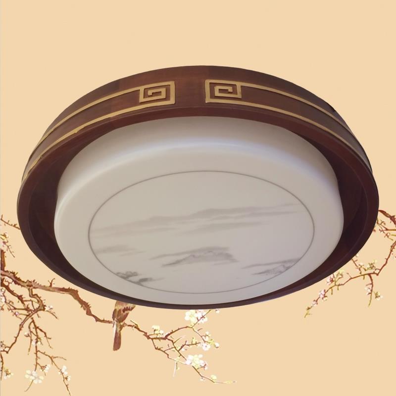 阿尼玛正品新中式灯具橡木亚克力圆灯清爽客厅卧室书房阳台吸顶灯