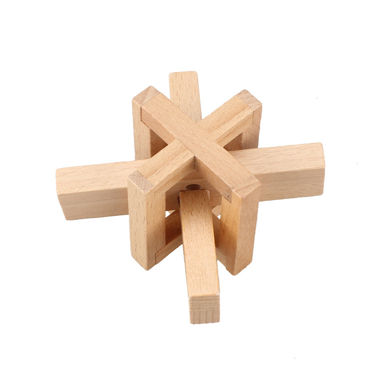 榉木围城十字架孔明锁鲁班锁解锁益智力玩具拆解拆装积木榫卯结构