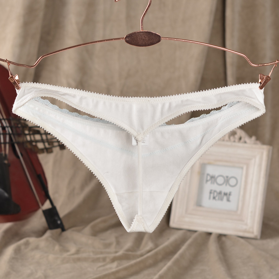 西班牙w.s 新款女生纯棉丁字裤 女士性感低腰裤 蕾丝花边少女内裤