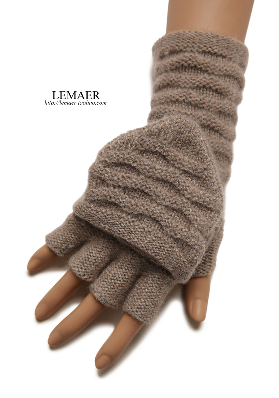 lemaer精品分享 法国客户定制cashmere立体花纹设计翻盖羊绒手套