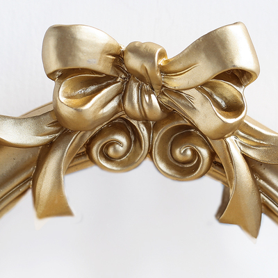 欧式宫廷风蝴蝶结树脂玻璃镜子 浮雕奢华亮金色壁饰镜 可做托盘