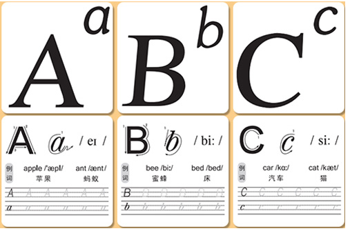 認識26個英文字母教具abcabc大小寫 兒童啟蒙簡單單詞 英漢對照可當