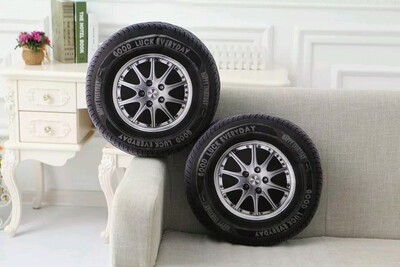 仿真轮胎汽车抱枕四季车内腰靠车上用靠垫护腰车枕头一对车用抱枕