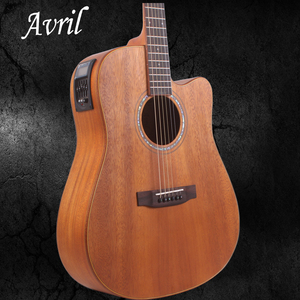 正品avril实木全单板民谣吉他 桃花芯全实木电箱吉它 音色出众