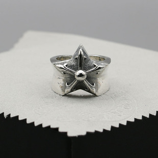 摇滚风chrome 男潮六芒星指环 hearts汪东城gd同款克罗心纯银戒指