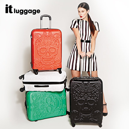 it luggage旅行箱拉杆箱万向轮防刮19/24/28登机托运骷髅行李箱潮