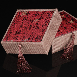 七觉珍藏品流苏高档首饰定做饰品麻布手链饰品复古风锦盒佛珠盒子