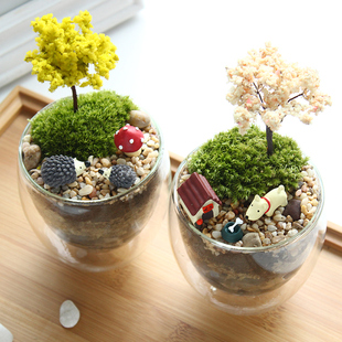 多肉植物盆栽装饰仿真树摆件 迷你樱花树 山楂树 微景观diy材料