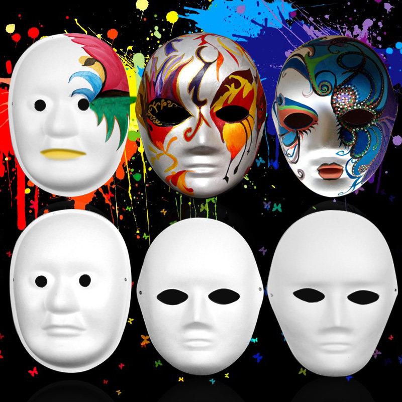 diy白色动物纸浆面具儿童空白手绘白模涂色幼儿园绘画画画脸谱 ￥1.