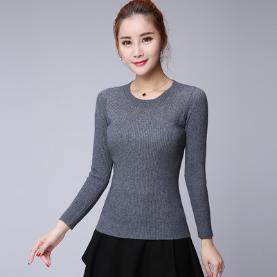 唯品会毛衣女套头圆领羊绒衫短款打底针织衫秋冬宽松韩版2015新款