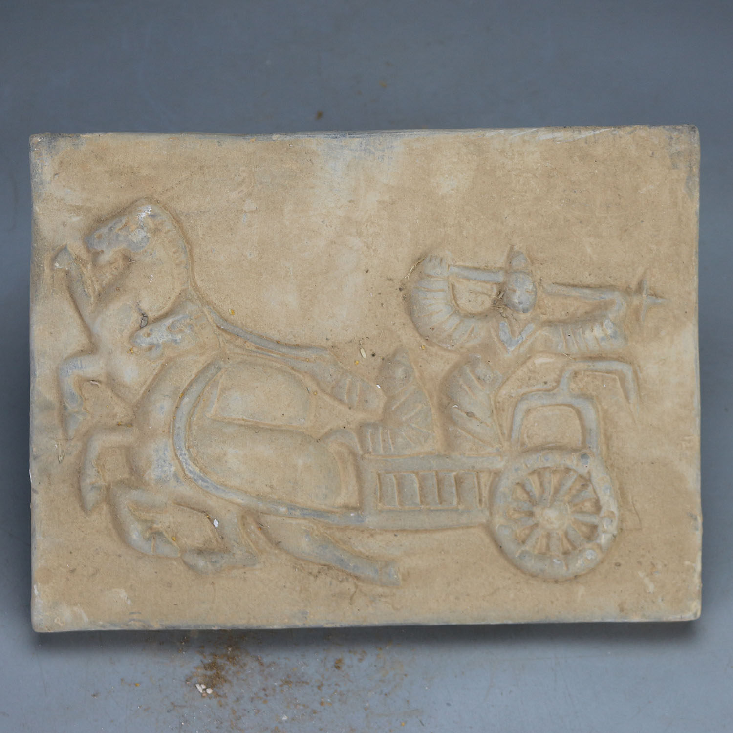 汉朝素陶马拉车陶砖 古玩 古董 仿古瓷收藏 古瓷都苑