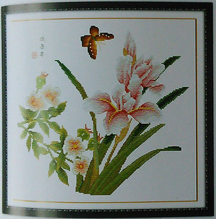 天禄琳琅正品套件 纯棉线白布画格版十字绣 蝶恋花 包邮送笔芯