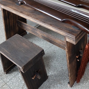 鸣幽古琴仿汉老桐木古琴桌凳 实木桌凳 可拆卸 便携式 淡色古琴