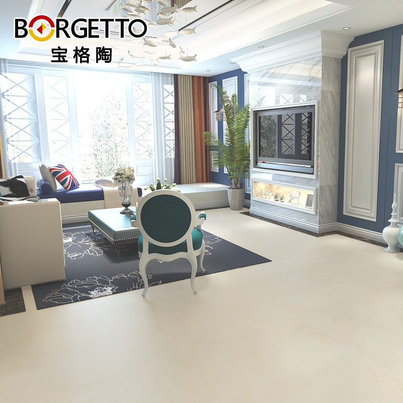 宝格陶 地砖客厅欧式瓷砖 全抛釉800x800哑面 黄色仿大理石地板砖