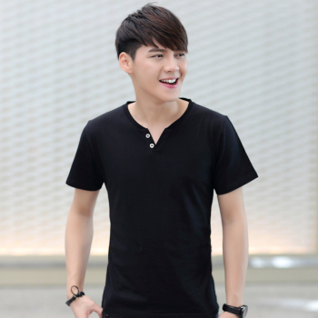 男士v领短袖t恤